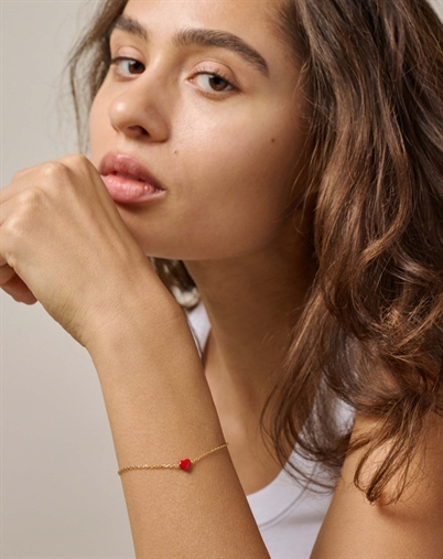 Enamel Copenhagen - Amore Armbånd - Red/Guldfarvet